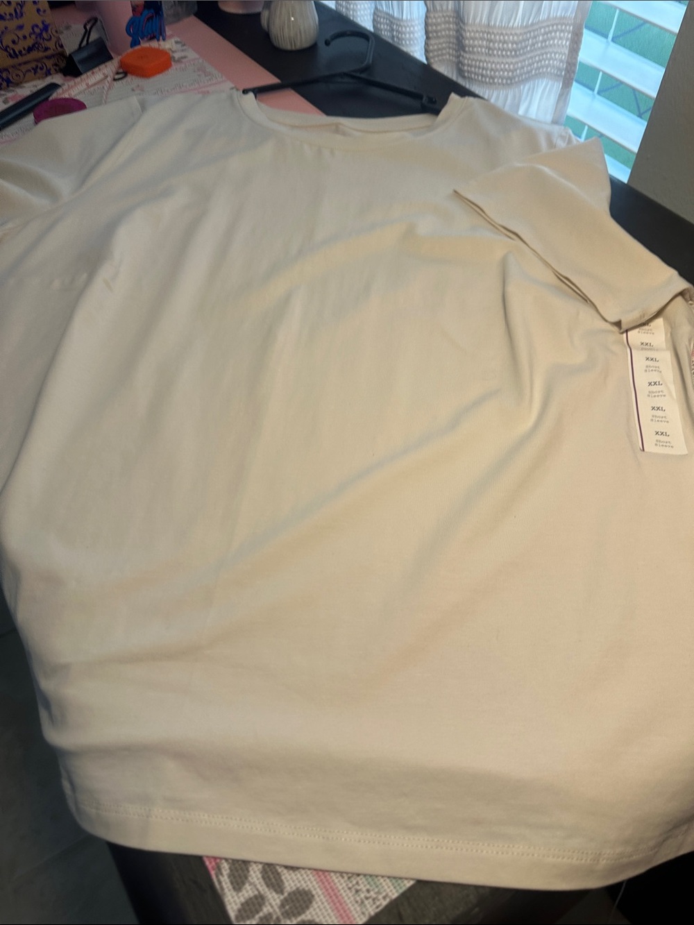 Ladies Cream Crew Neck Classic Everyday Tee Sz XXL by a. new day NWT